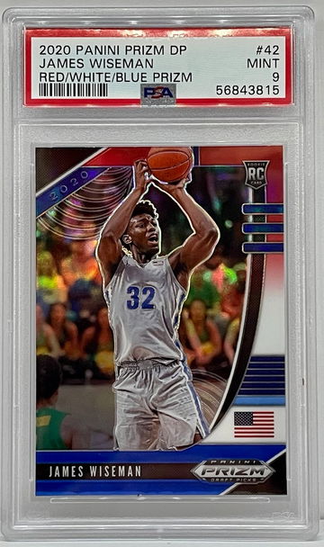 2020 Prizm Draft Picks James Wiseman Red/White/Blue PSA 9