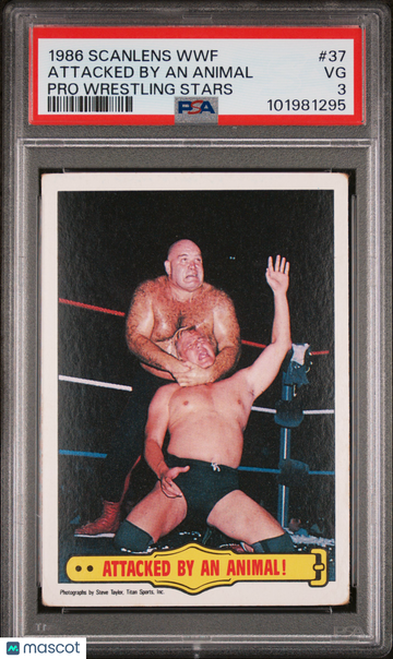 1986 Scanlens WWF Pro Wrestling Stars Attacked By An Animal #37 PSA 3