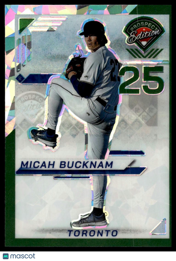 2025 Panini Prospect Edition Micah Bucknam #142 Holo Prospect Ticket - Green Ice SN