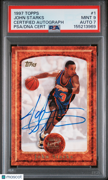1997 Topps Certified Autograph John Starks #1 PSA 9 Auto 7