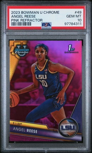 2023 Bowman Chrome University Pink Refractor Angel Reese #49 PSA 10