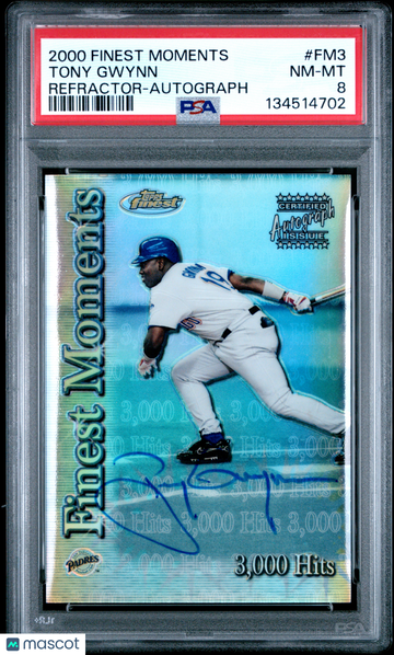 2000 Finest Moments Tony Gwynn #FM3 Refractor Autograph Insert PSA 8 Topps