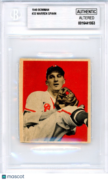 1949 Bowman Warren Spahn #33 BVG Authentic