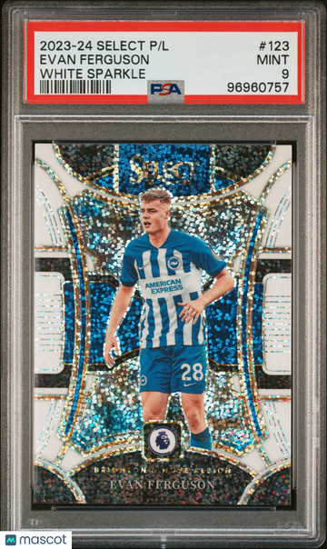 2023-24 Panini Select Premier League Evan Ferguson #123 White Sparkle Short Print PSA 9