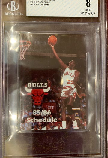 1985-86 Bulls pocket schedule Michael Jordan