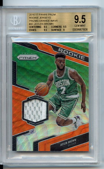 /25 BGS 9.5 Gem Mint Jaylen Brown Prizm Orange Wave #43 Rookie Jerseys 2016 RC