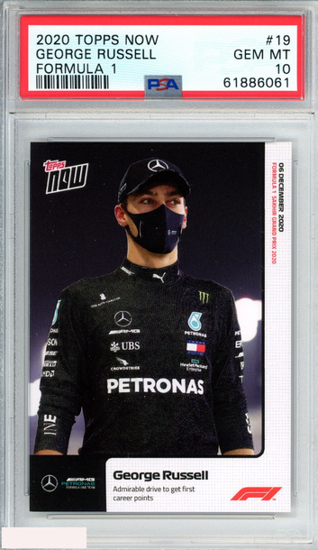 2020 TOPPS NOW FORMULA 1 GEORGE RUSSELL #19 ROOKIE RC PSA 10 GEM MT