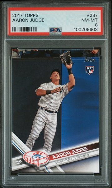 2017 Topps Catching Aaron Judge #287 PSA 8