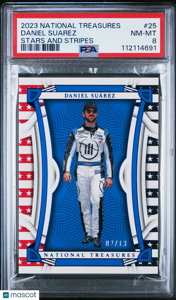 2023 Panini National Treasures Racing Daniel Suarez #25 Stars And Stripes /13 PSA 8