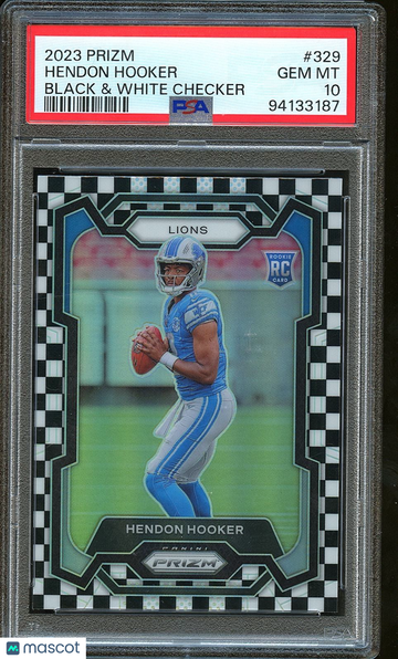 2023 Panini Prizm Hendon Hooker #329 Black & White Checker Prizm Parallel/Variety Rookie Base Set PSA 10