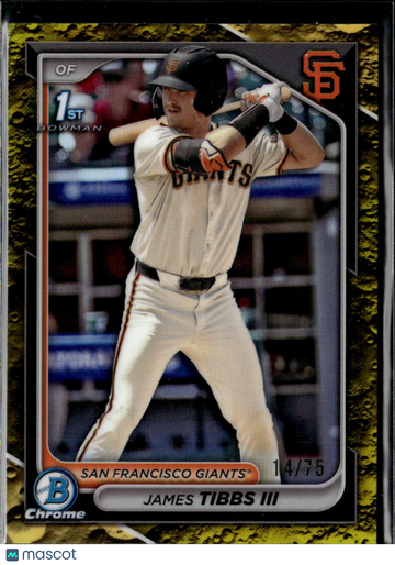 2024 Bowman Chrome Draft James Tibbs III #BDC-40 Yellow Lunar Glow Refractor /75