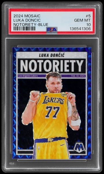 2024 Panini Mosaic Luka Doncic Notoriety Blue PSA 10