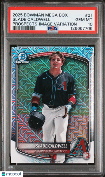 2025 Bowman Mega Box Chrome Prospects Slade Caldwell #21 Image Variation PSA 10