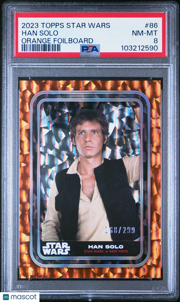 2023 Topps Star Wars 2023 Topps Star Wars Han Solo #86 86 Orange Foilboard Orange Foilboard PSA 8 8