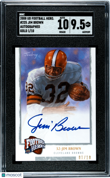 2008 Upper Deck Football Heroes Jim Brown #225 Autograph Gold SGC 9.5 Auto 10