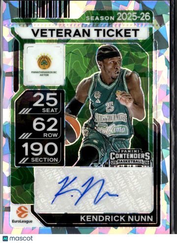 Kendrick Nunn 2025 Panini Contenders EuroLeague Basketball Auto Prizm /23 Panathinaikos BC