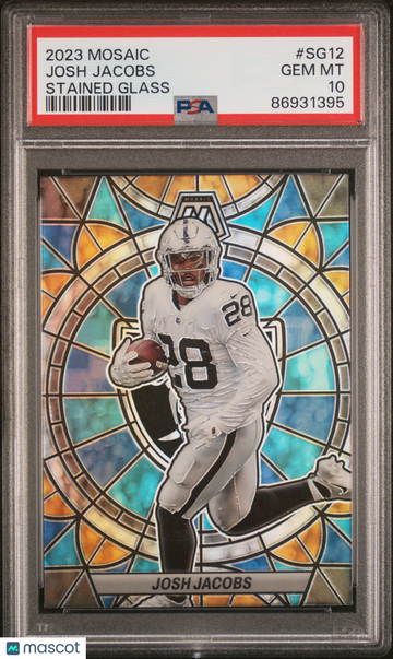 2023 Panini Mosaic Stained Glass Josh Jacobs #SG12 PSA 10