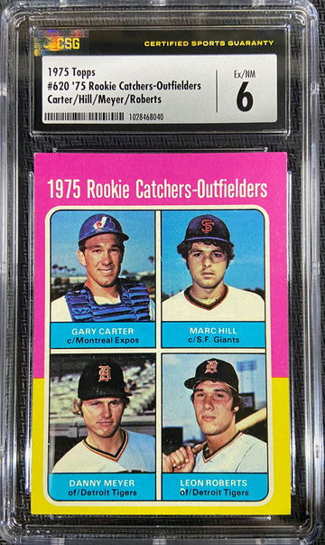 1975 Topps Rookie Catchers Gary Carter, Hill, Meyer, Roberts CSG 6 Low POP!