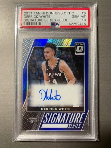 2017 Optic Blue Derrick White Rookie Auto /25 PSA 10