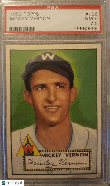 1952 Topps Mickey Vernon #106 [Base] Base Set PSA 7.5
