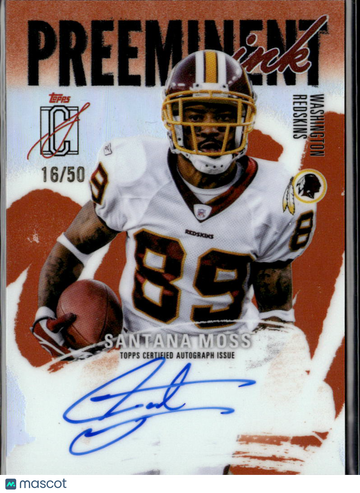 Santana Moss 2025 Topps Signature Class Preeminent Ink Auto /50 Washington Redskins