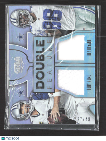 2016 Panini Gala Double Feature DF-RB /49 Dual Game-Used Memorabilia Romo Bryant Football Card
