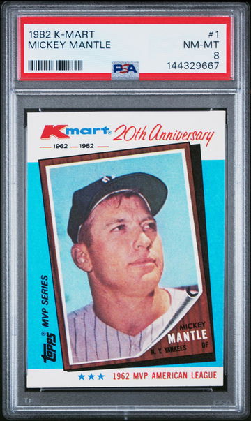 1982 Topps K-Mart Mickey Mantle #1 PSA 8