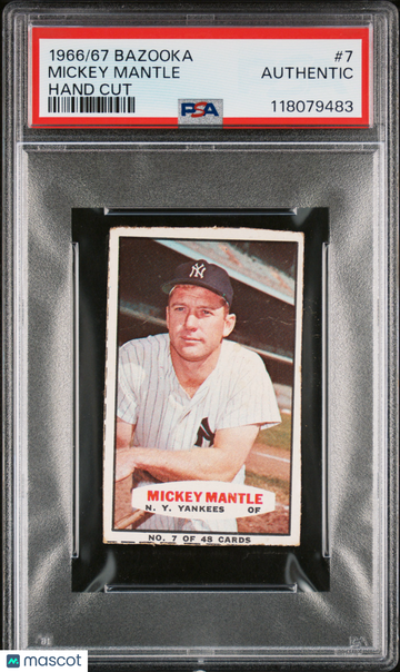 1966-67 Bazooka Mickey Mantle #7 Hand Cut PSA A