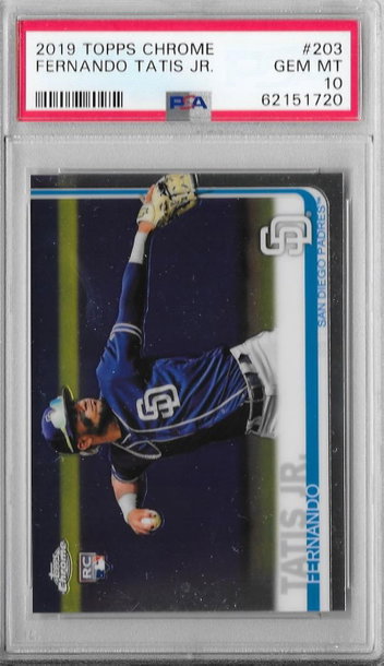  2019 TOPPS CHROME #203 FERNANDO TATIS JR. RC PSA 10 GEM MINT!!
