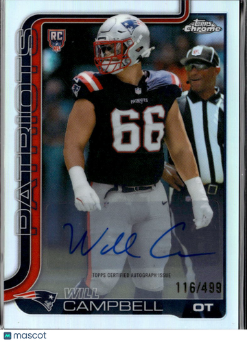 2025 Topps Chrome Will Campbell #RA-WC Refractor /499 RC