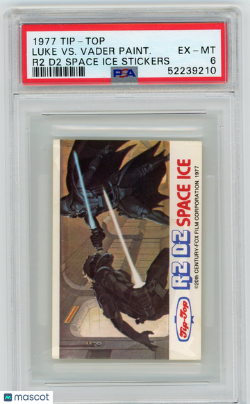 1977 Tip-Top R2 D2 Space Ice Stickers Luke VS. Vader Paint. PSA 6