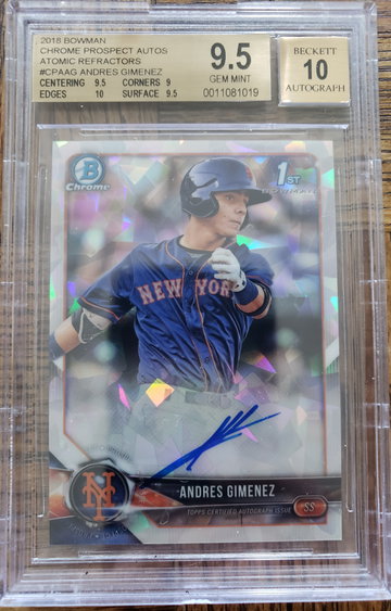 2018 Bowman Andres Gimenez Atomic Refractor Auto #005/100 BGS 9.5 True+