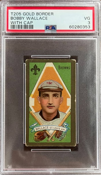 T205 Gold Border Bobby Wallace with Cap  PSA 3 HOF