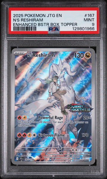 2025 Pokemon Scarlet and Violet Journey Together Enhanced Booster Box Topper N's Reshiram #167 PSA 9