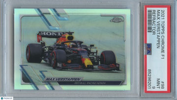 2021 Topps Chrome Formula 1 Max Verstappen #98 Refractor Parallel/Variety Base Set PSA 9