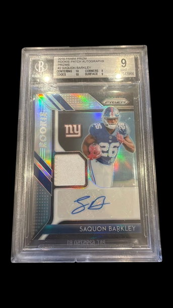 2018 Prizm | Rookie Saquon Barkley | Patch Auto Prizm | 25/99 | BGS 9 Auto 10