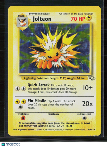 1999 Jungle Jolteon Holo Rare #4/64