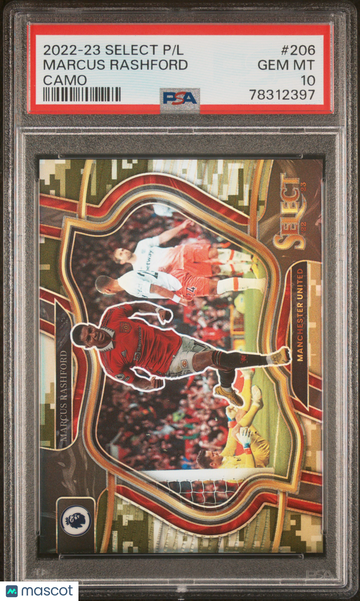 2022-23 Panini Select Premier League Marcus Rashford #206 Camo PSA 10