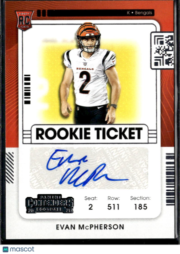 2021 Panini Contenders Football Evan McPherson #215 RC