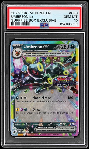 2025 Pokemon Scarlet And Violet Prismatic Evolutions Umbreon EX Surprise Box Exclusive PSA 10