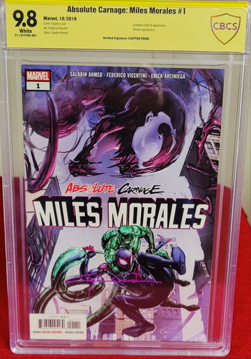 Absolute Carnage: Miles Morales #1 - CBCS 9.8 - Signed by Clayton Crain