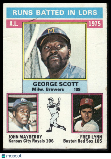 1976 Topps 1975 AL RBI Leaders (George Scott / John Mayberry / Fred Lynn) #196