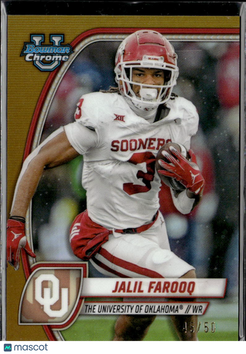 Jalil Farooq 2024 Bowman Chrome University Gold Refractor Oklahoma Sooners
