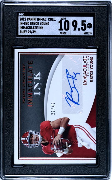 2022 Panini Immaculate Collegiate Bryce Young Immaculate Ink Ruby 26/49! SGC 9.5/10