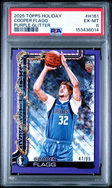 2025 Topps Holiday Purple Glitter Cooper Flagg #H161 /99 PSA 6
