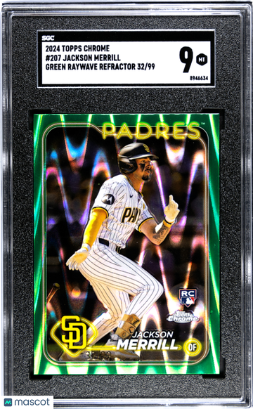 2024 Topps Chrome Jackson Merrill #207 Green Raywave Refractor SGC 9