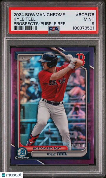 2024 Bowman Chrome Prospects Kyle Teel #BCP178 Purple Ref /250 PSA 9