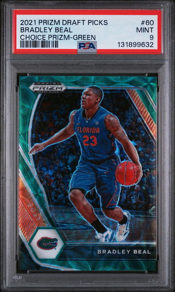 2021 Panini Prizm Draft Picks Choice Prizm-Green Bradley Beal #60 /8 PSA 9