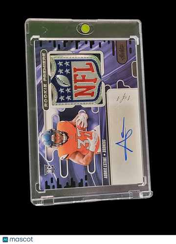 2024 Panini Absolute Football Rookie Premiere Material Autographs Audric Estime #RPMA-AEE Rookie Premiere NFL Shield Pat