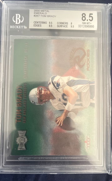 2000 Tom Brady Fleer Metal EMERALD RC BGS 8.5 pop 41